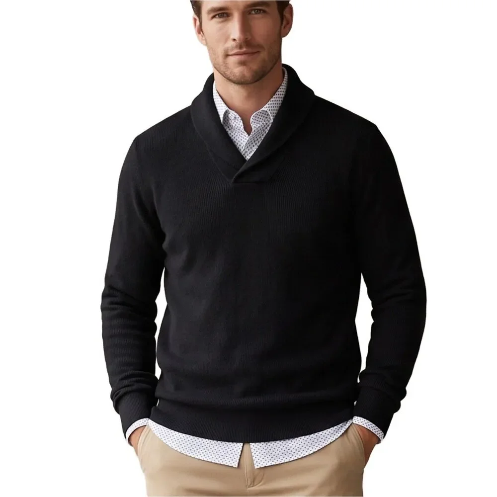 Michael Kors Men's Small Black Shawl Collar Sweater - Excellent Condition
